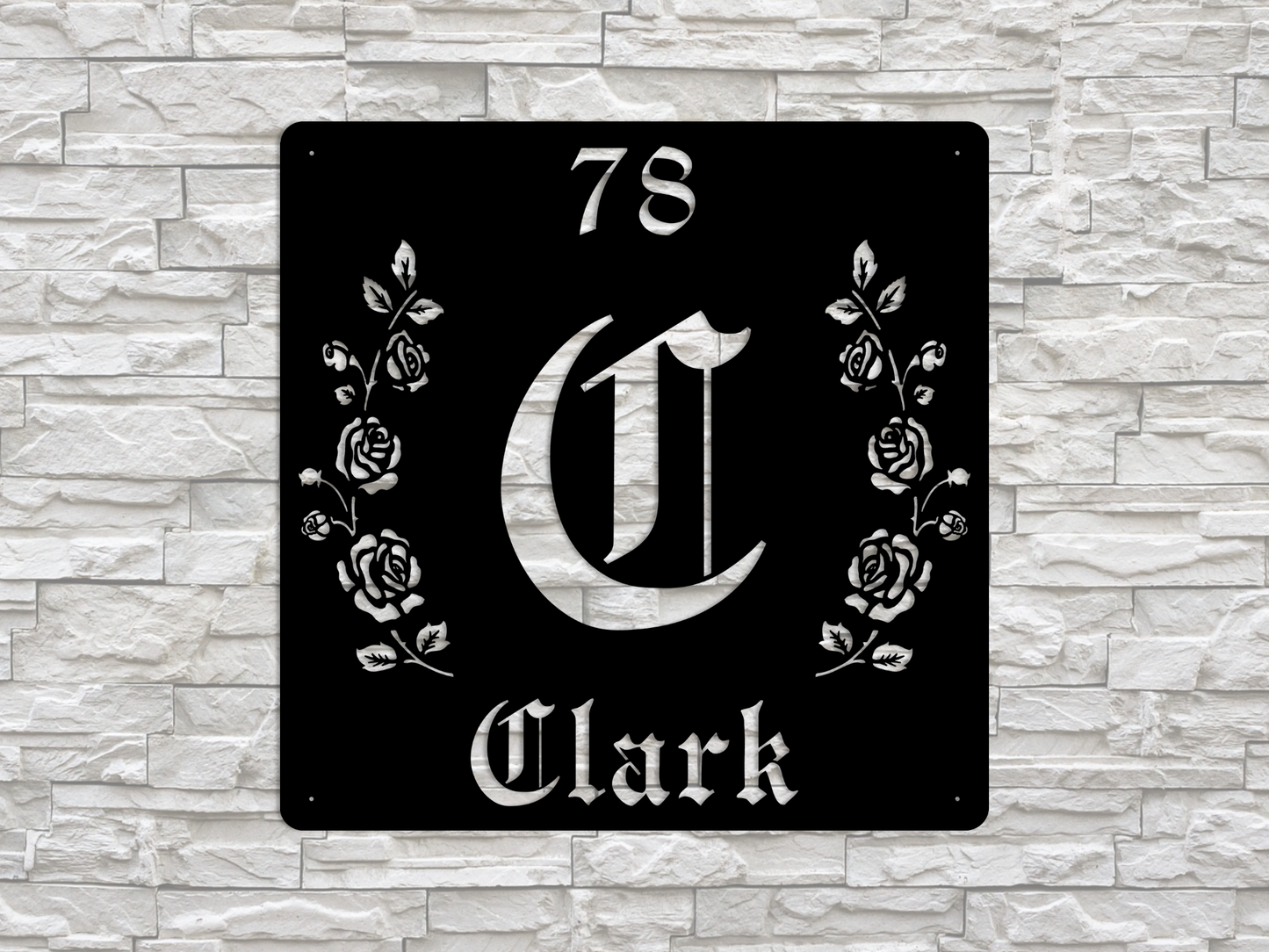 Retro-Gothic Letter C Family Name Sign