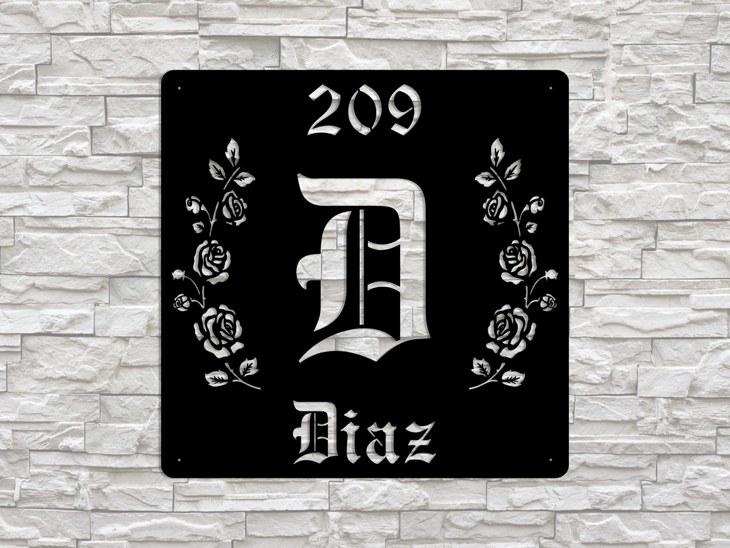 Retro-Gothic Letter D Family Name Sign