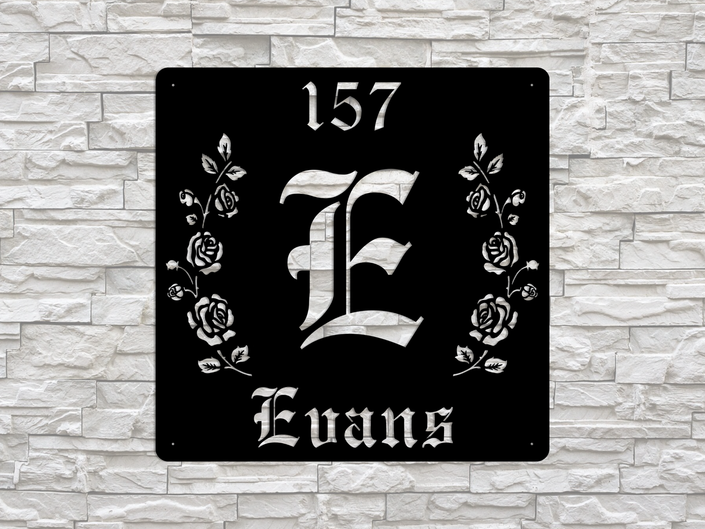 Retro-Gothic Letter E Family Name Sign