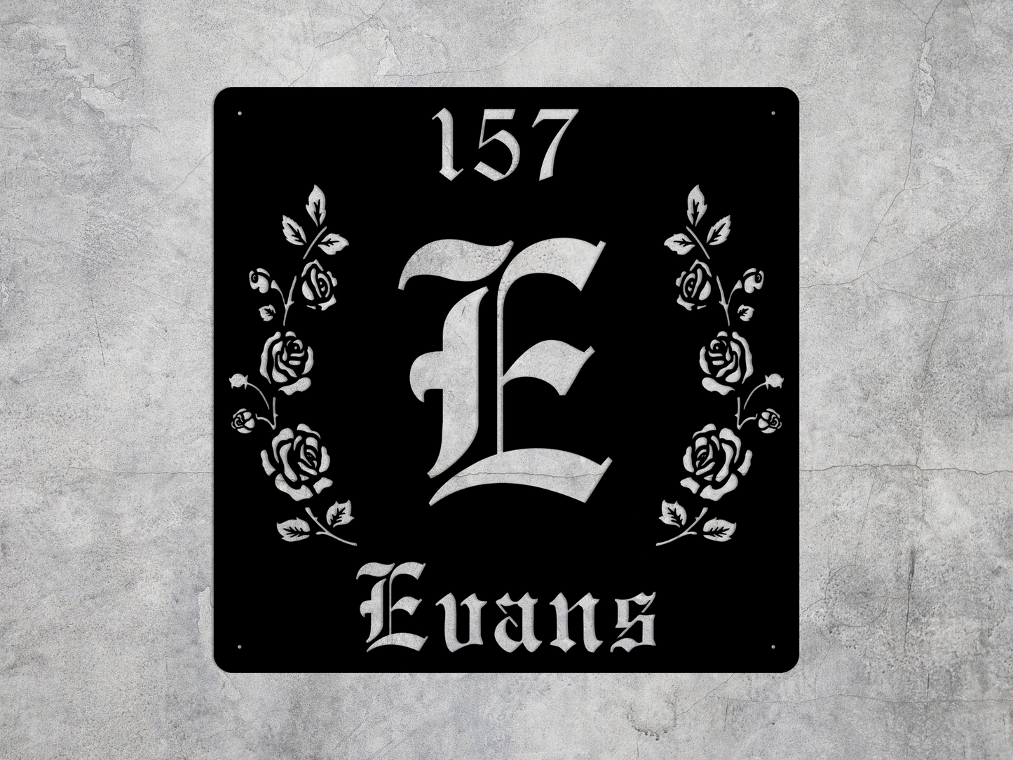 Retro-Gothic Letter E Family Name Sign