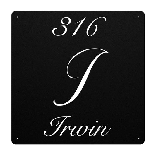 Elegant Letter I Family Name Sign