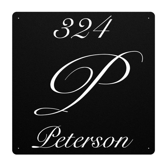 Elegant Letter P Family Name Sign