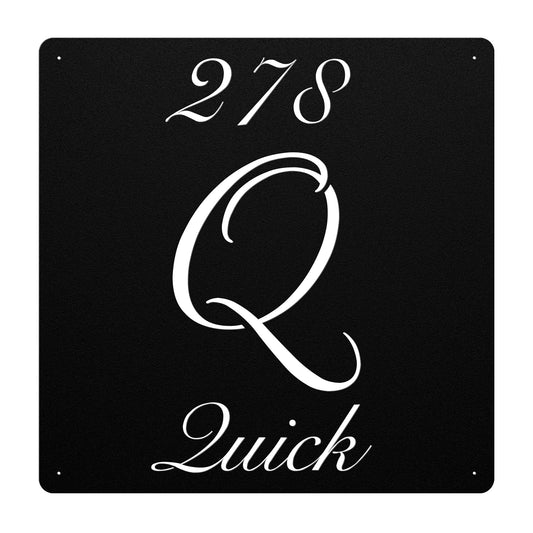 Elegant Letter Q Family Name Sign