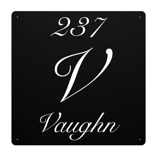 Elegant Letter V Family Name Sign