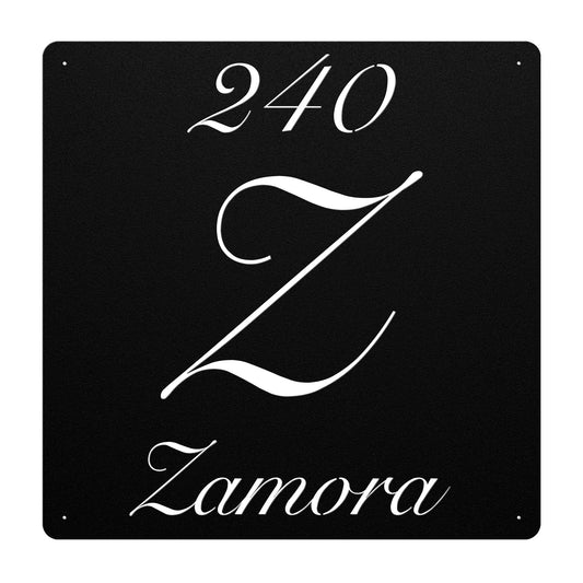 Elegant Letter Z Family Name Sign