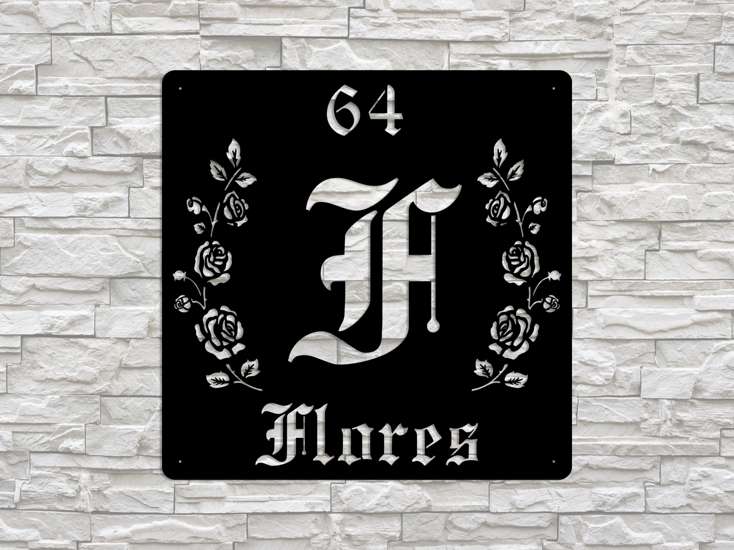 Retro-Gothic Letter F Family Name Sign