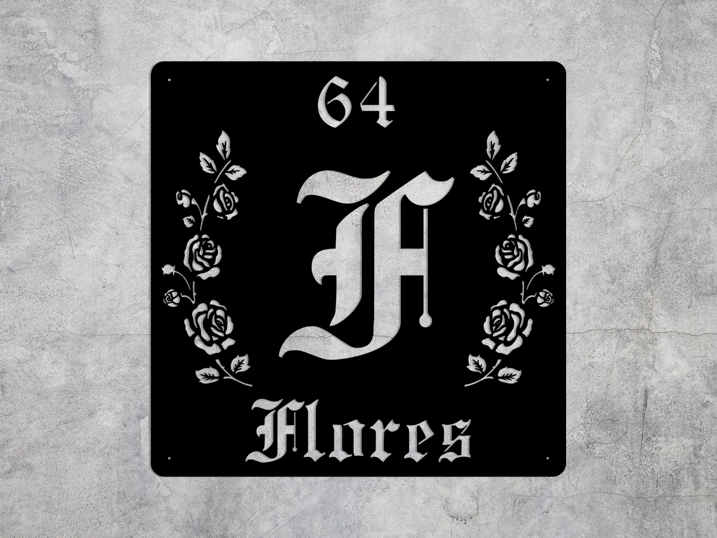 Retro-Gothic Letter F Family Name Sign