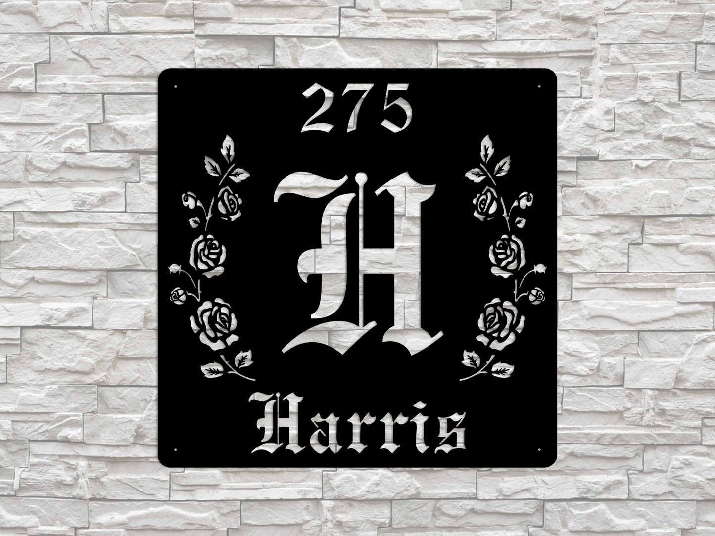 Retro-Gothic Letter H Family Name Sign