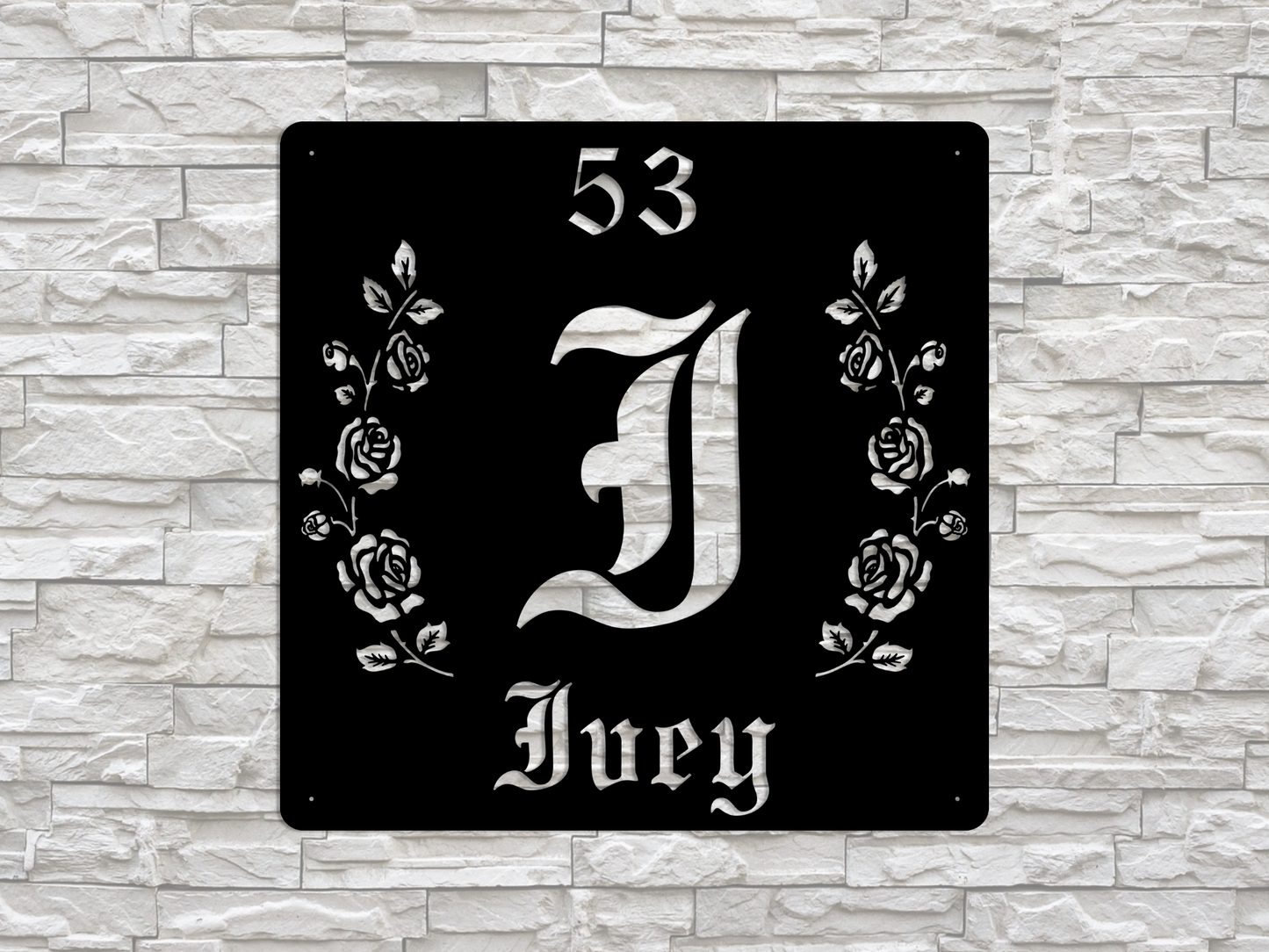 Retro-Gothic Letter I Family Name Sign