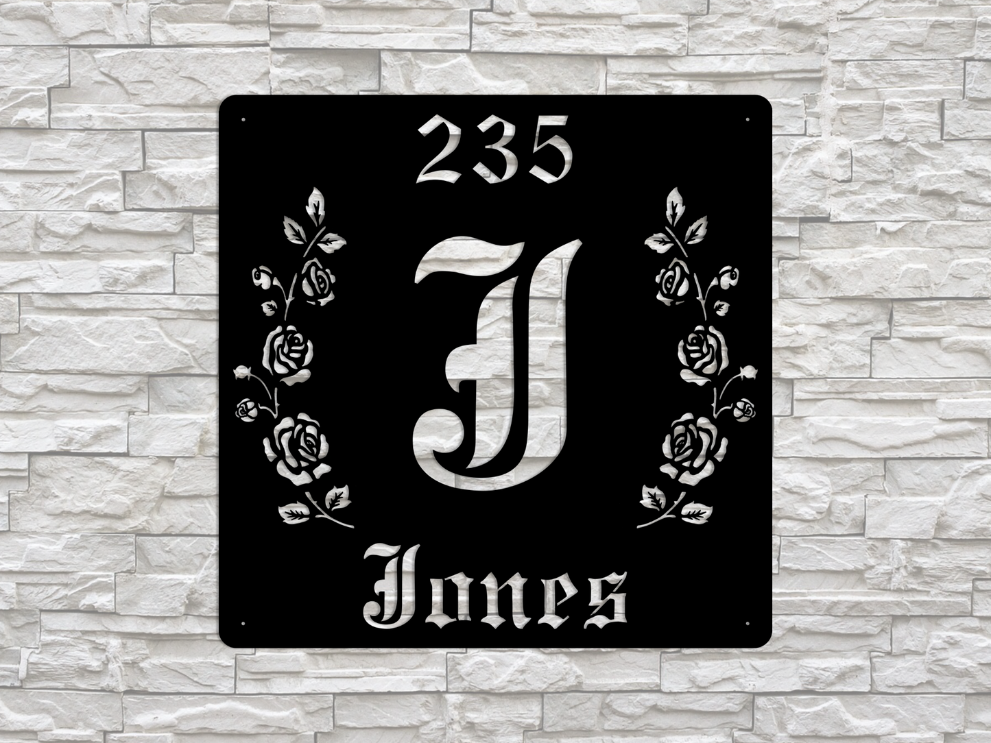 Retro-Gothic Letter J Family Name Sign