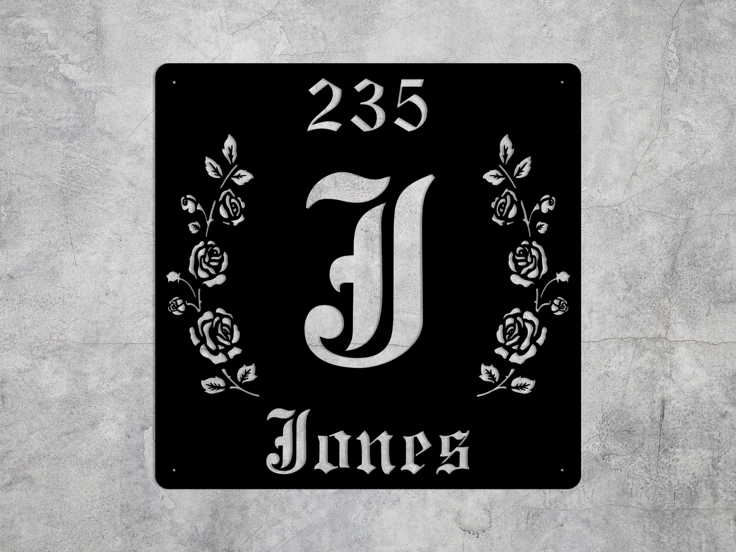 Retro-Gothic Letter J Family Name Sign