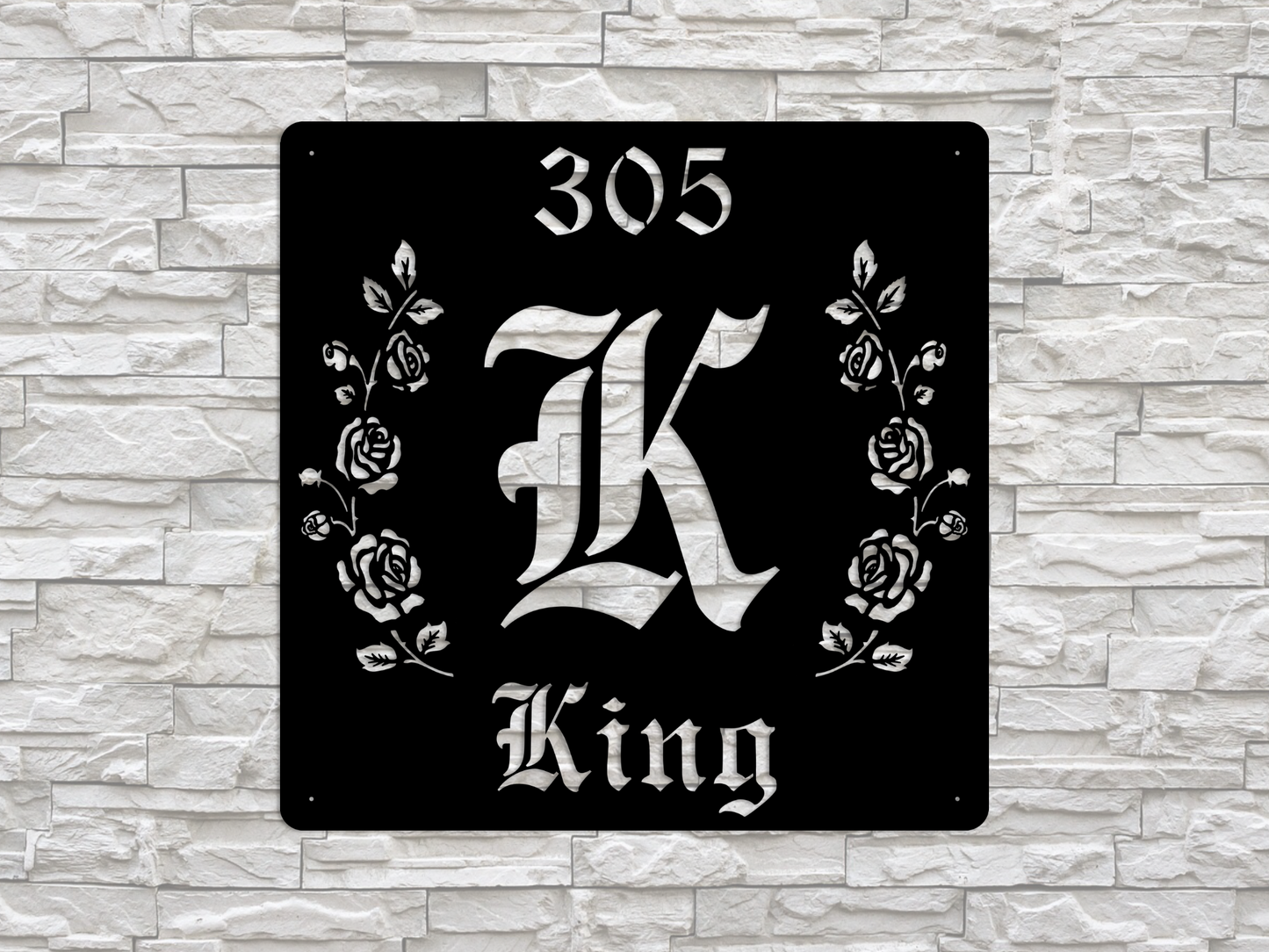 Retro-Gothic Letter K Family Name Sign