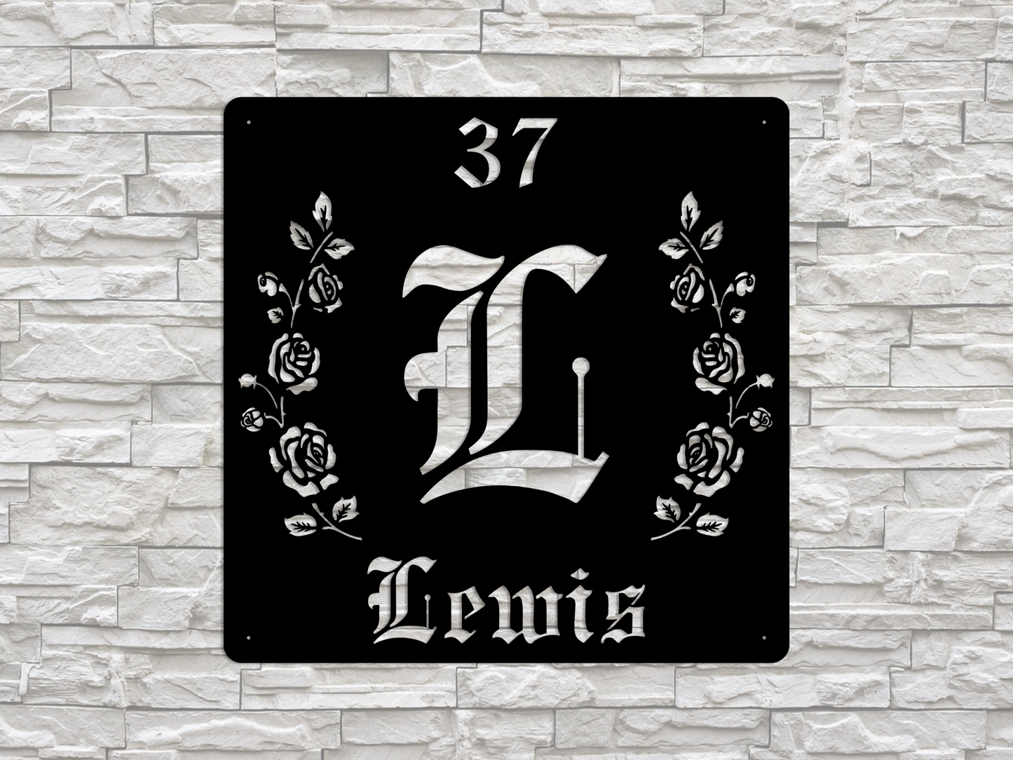 Retro-Gothic Letter L Family Name Sign