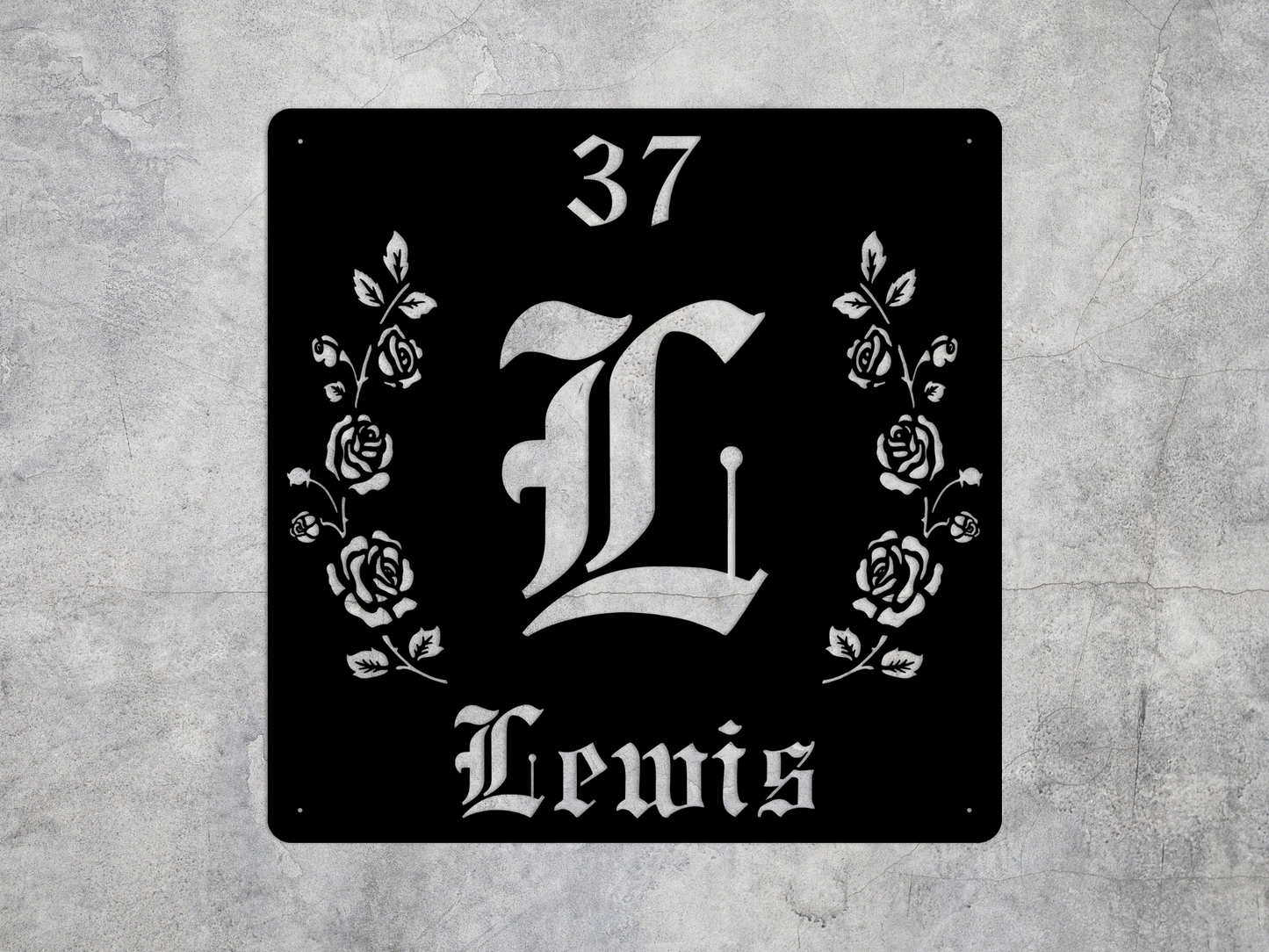 Retro-Gothic Letter L Family Name Sign