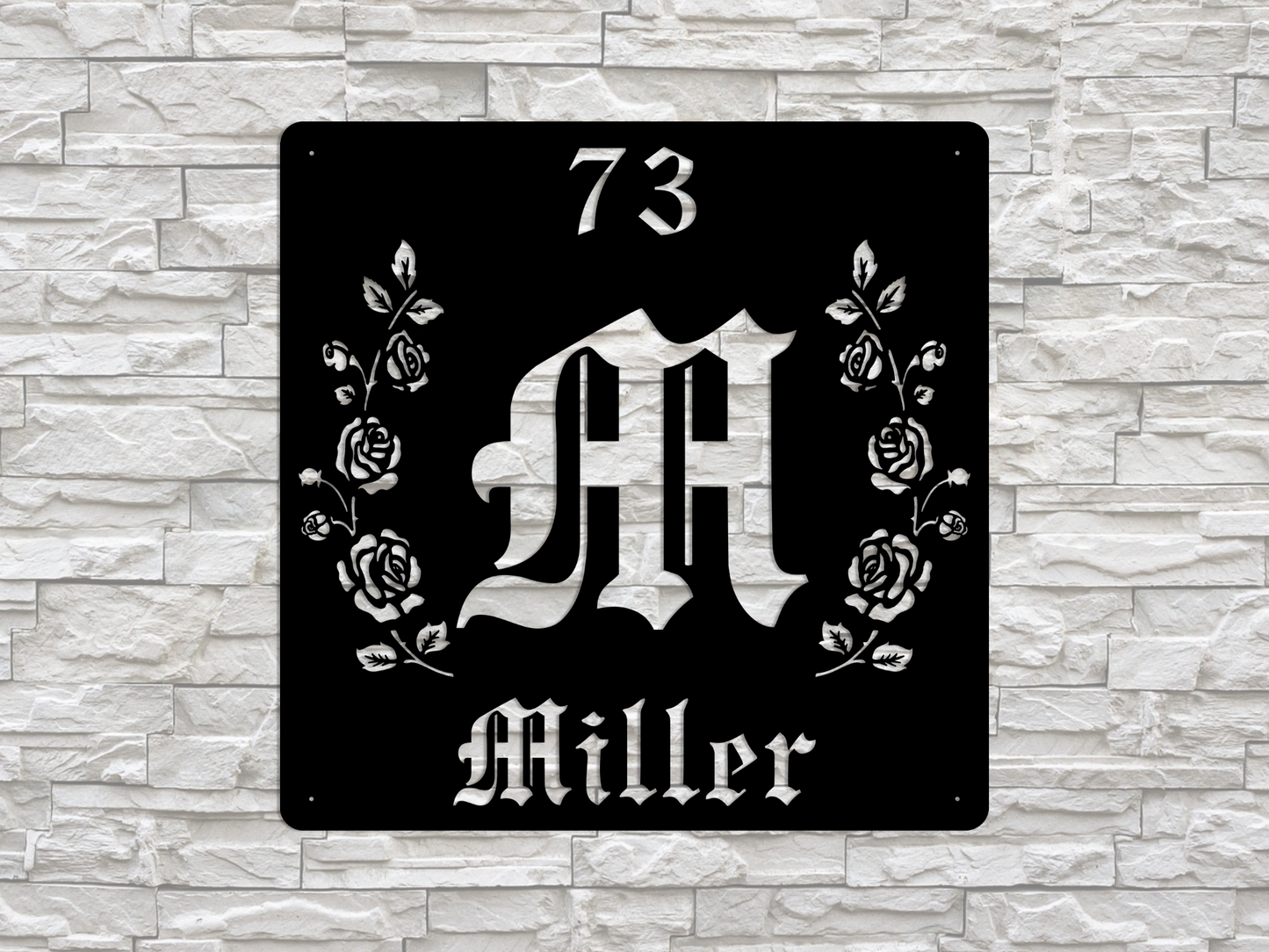 Retro-Gothic Letter M Family Name Sign