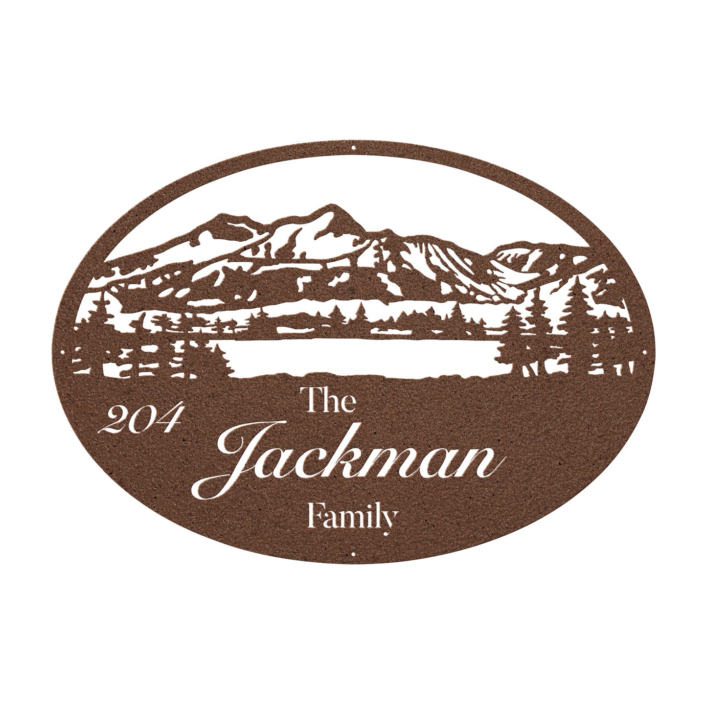 Mountains & Lake Family Name Sign