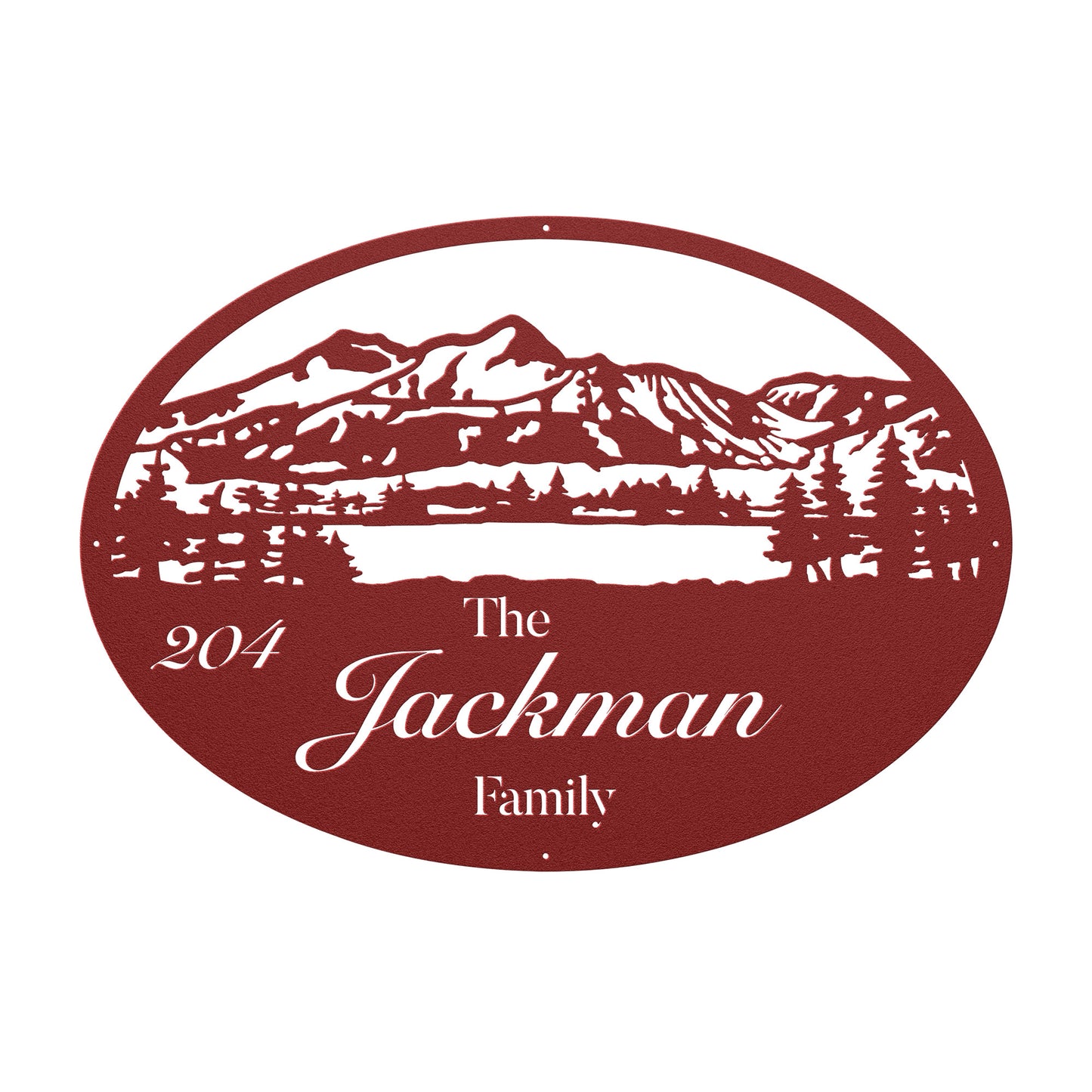 Mountains & Lake Family Name Sign