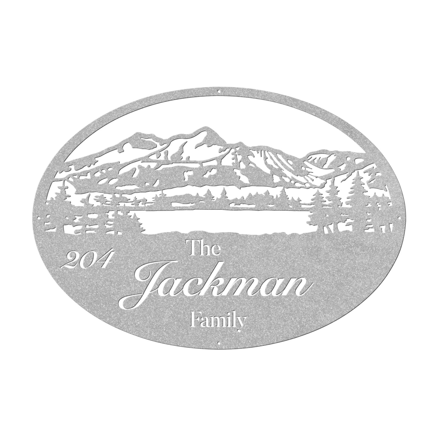 Mountains & Lake Family Name Sign