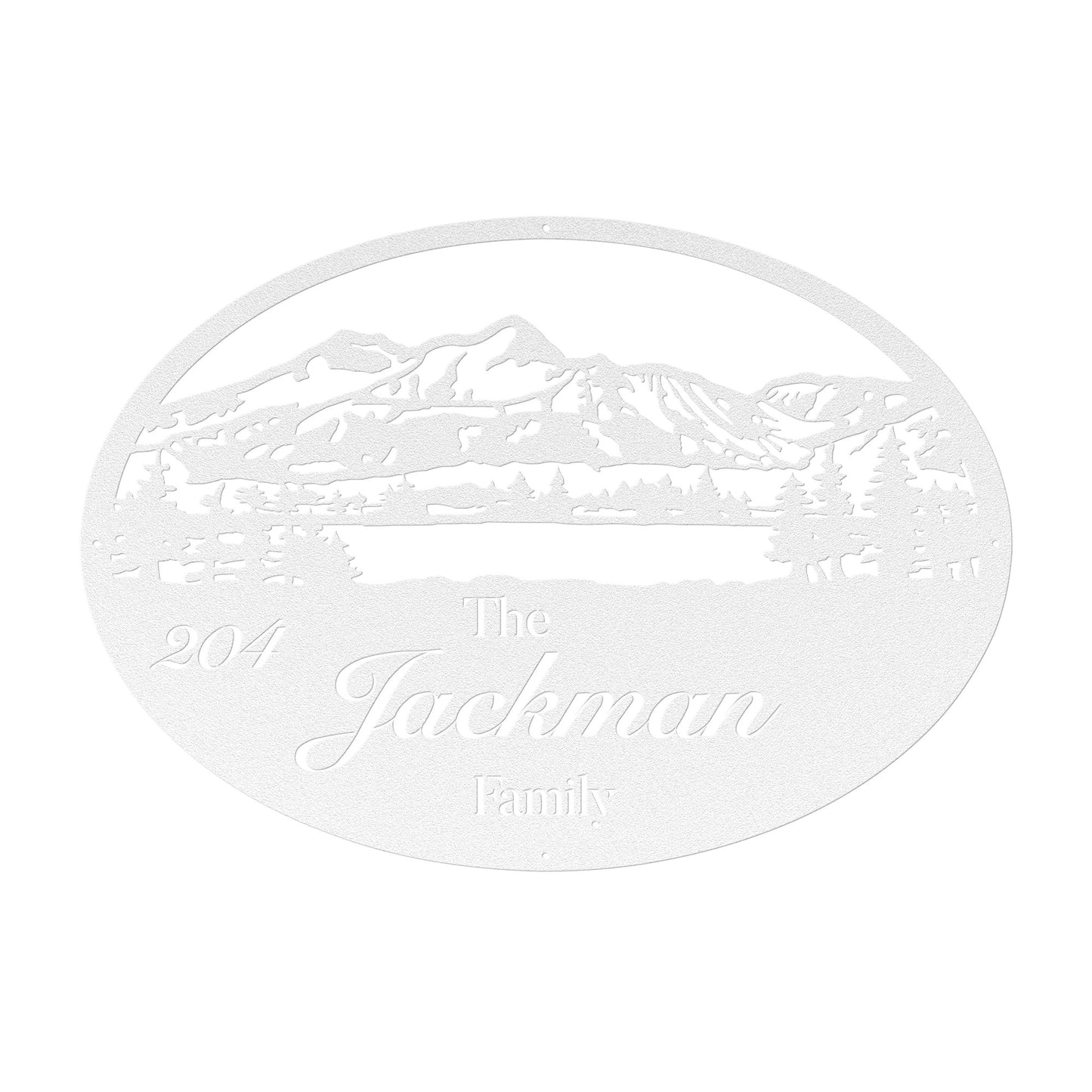 Mountains & Lake Family Name Sign