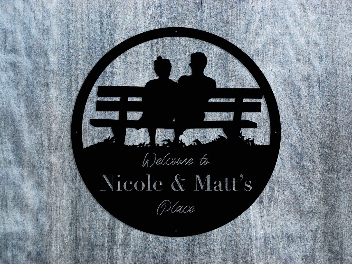 Park Bench Family Name Sign