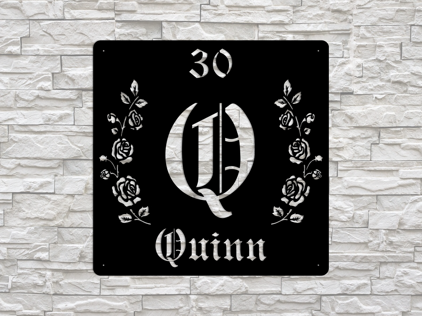 Retro-Gothic Letter Q Family Name Sign