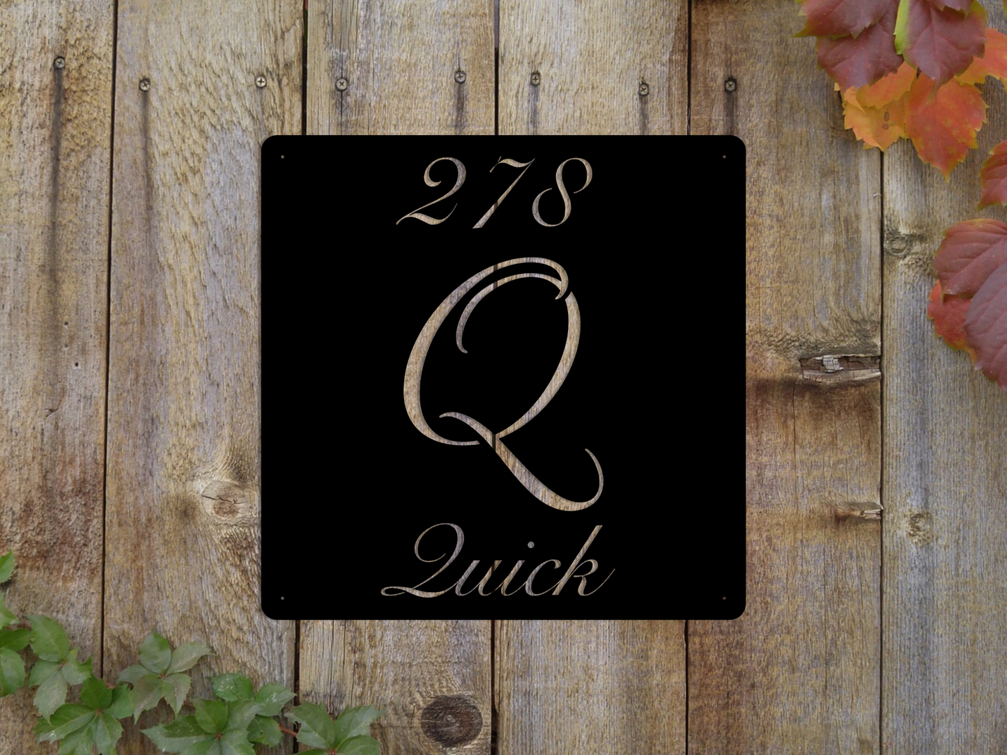 Elegant Letter Q Family Name Sign