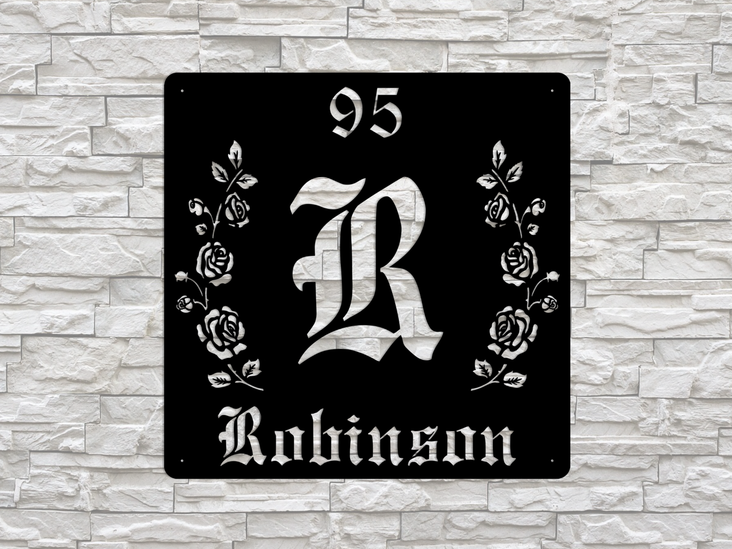 Retro-Gothic Letter R Family Name Sign