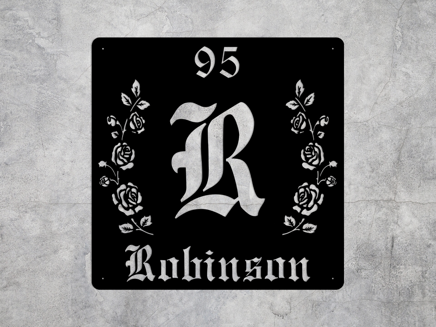 Retro-Gothic Letter R Family Name Sign