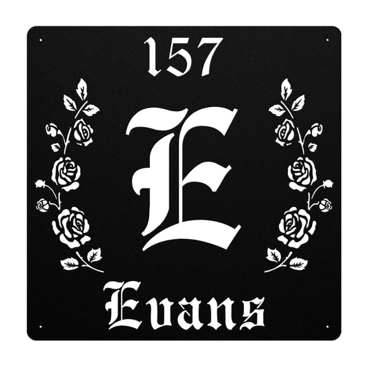 Retro-Gothic Letter E Family Name Sign