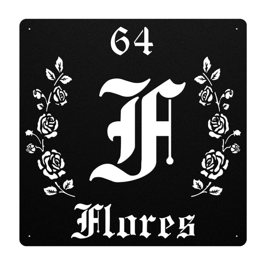 Retro-Gothic Letter F Family Name Sign