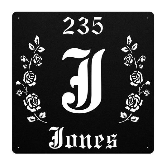 Retro-Gothic Letter J Family Name Sign