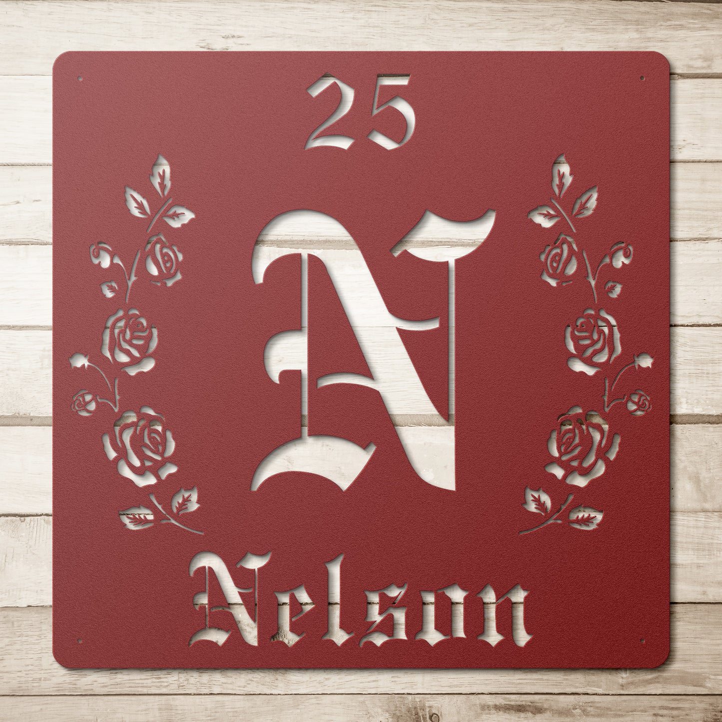 Retro-Gothic Letter N Family Name Sign