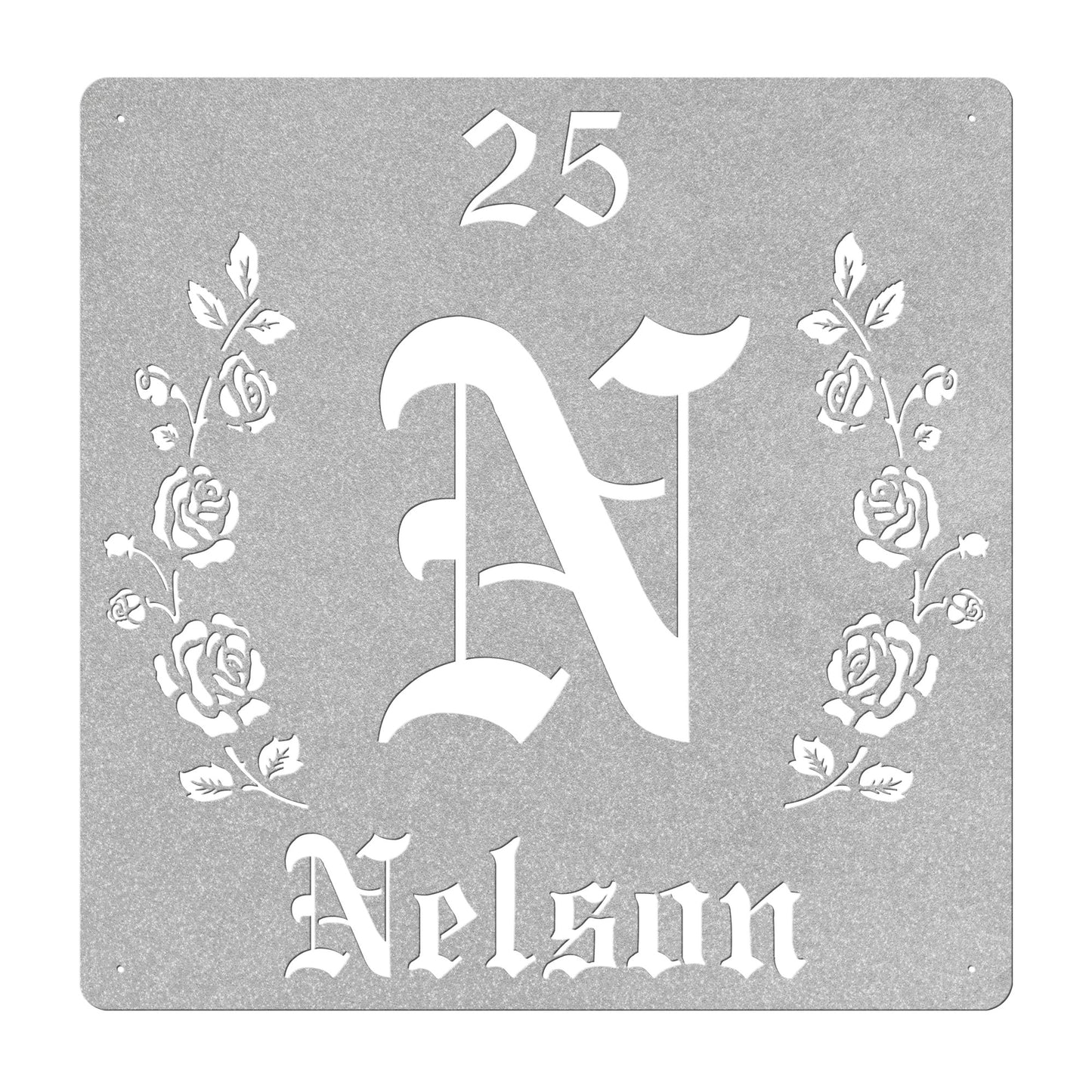 Retro-Gothic Letter N Family Name Sign