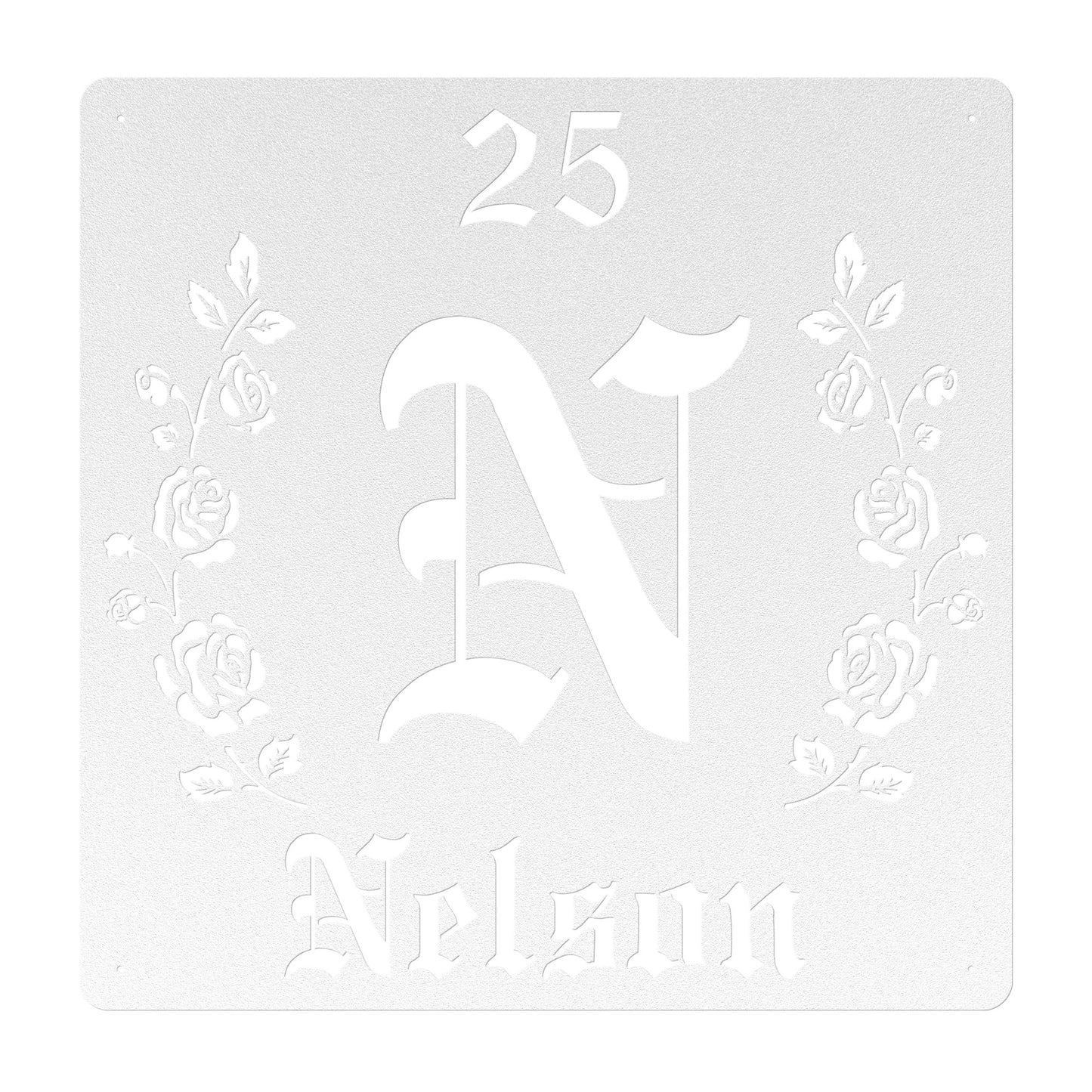 Retro-Gothic Letter N Family Name Sign