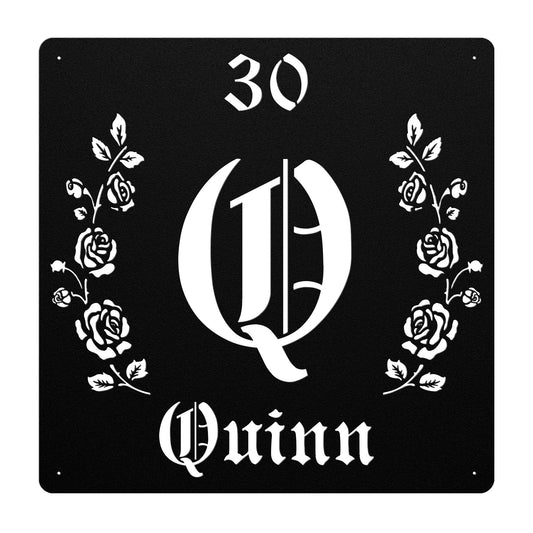 Retro-Gothic Letter Q Family Name Sign