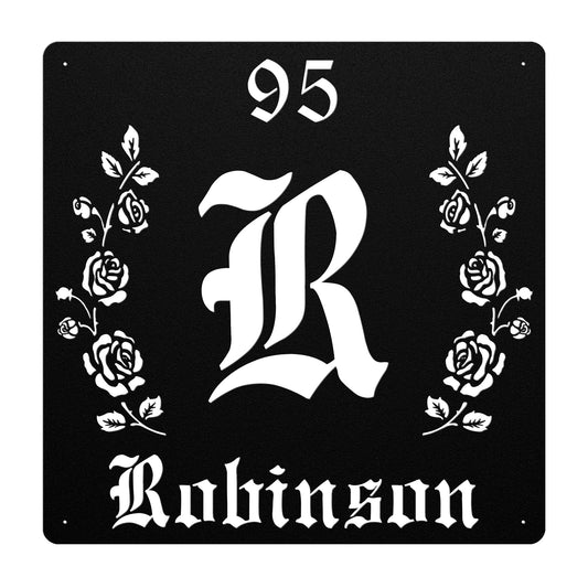 Retro-Gothic Letter R Family Name Sign