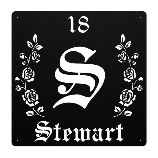 Retro-Gothic Letter S Family Name Sign