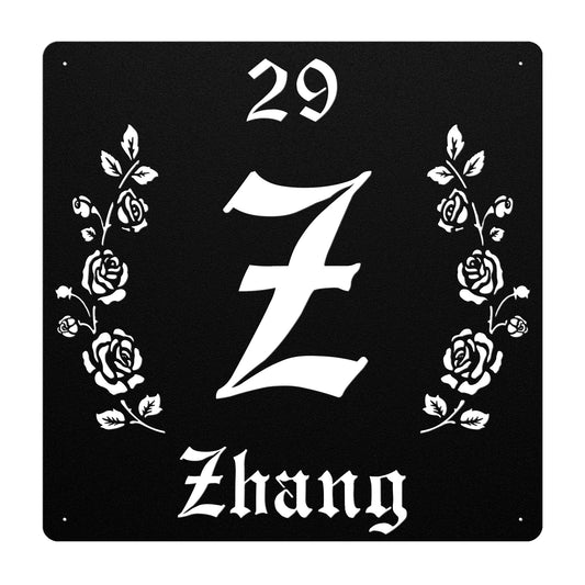 Retro-Gothic Letter Z Family Name Sign