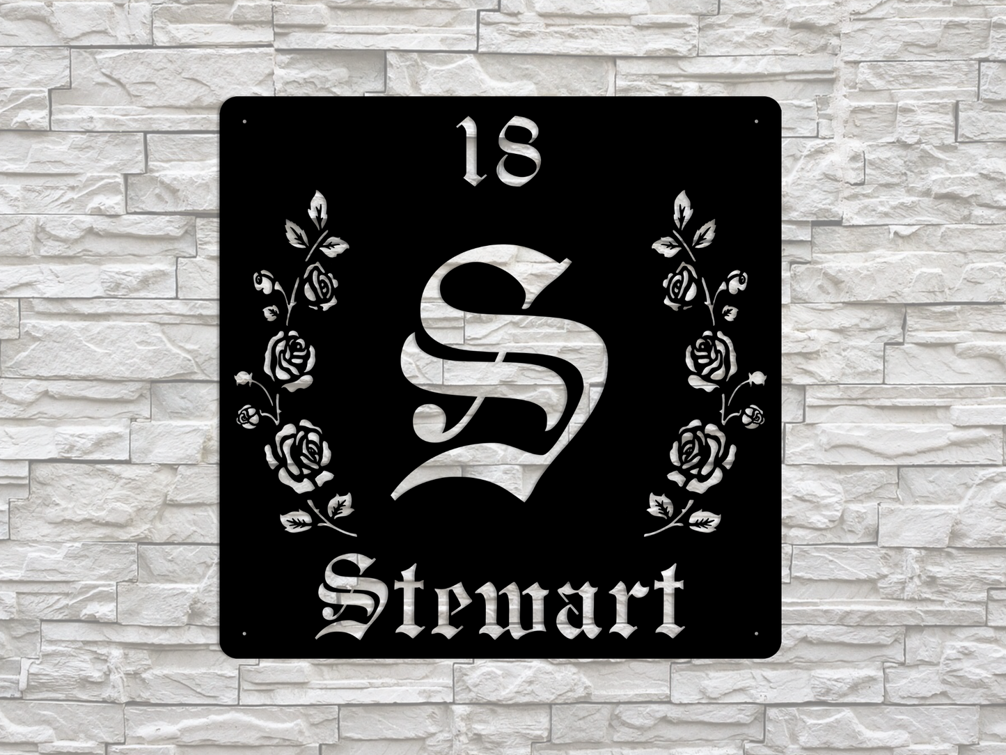 Retro-Gothic Letter S Family Name Sign