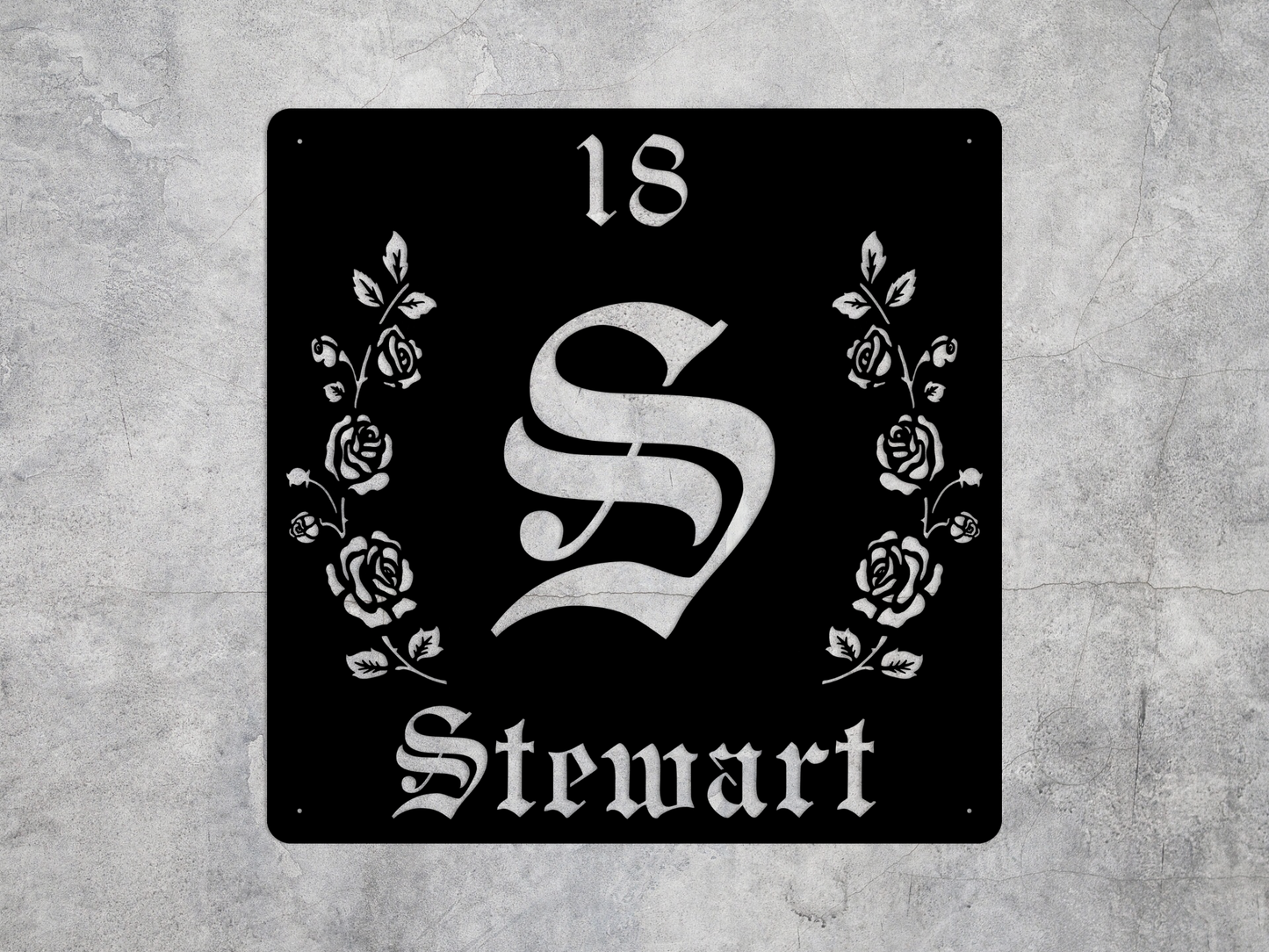 Retro-Gothic Letter S Family Name Sign