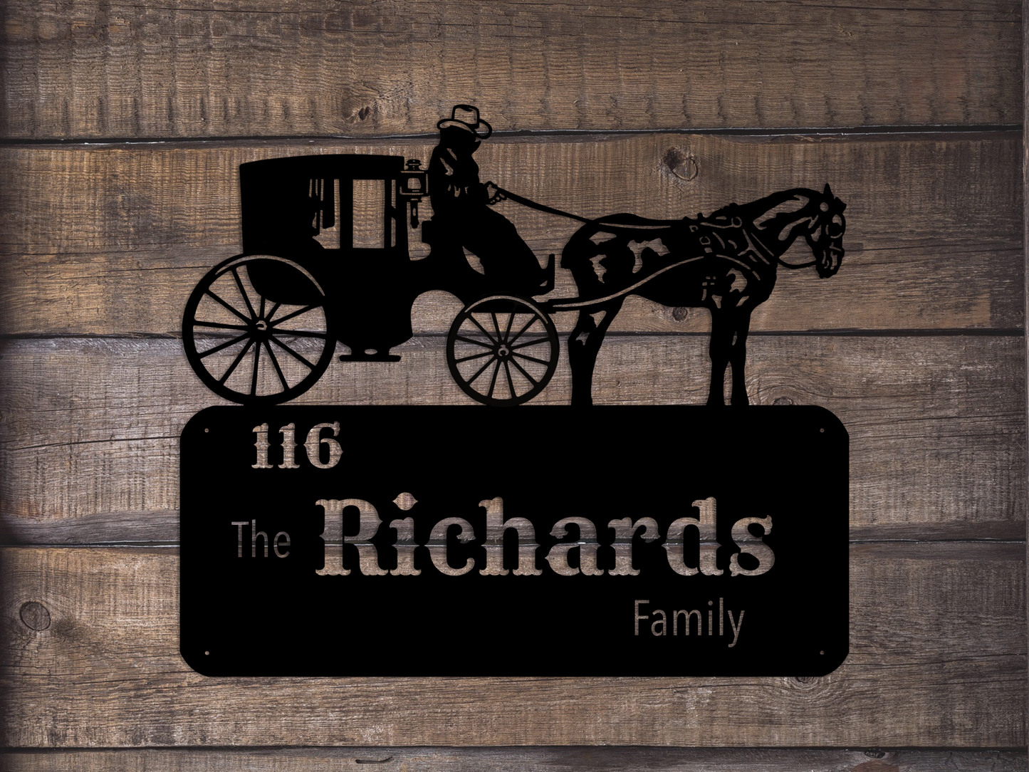 Stagecoach Family Name Sign