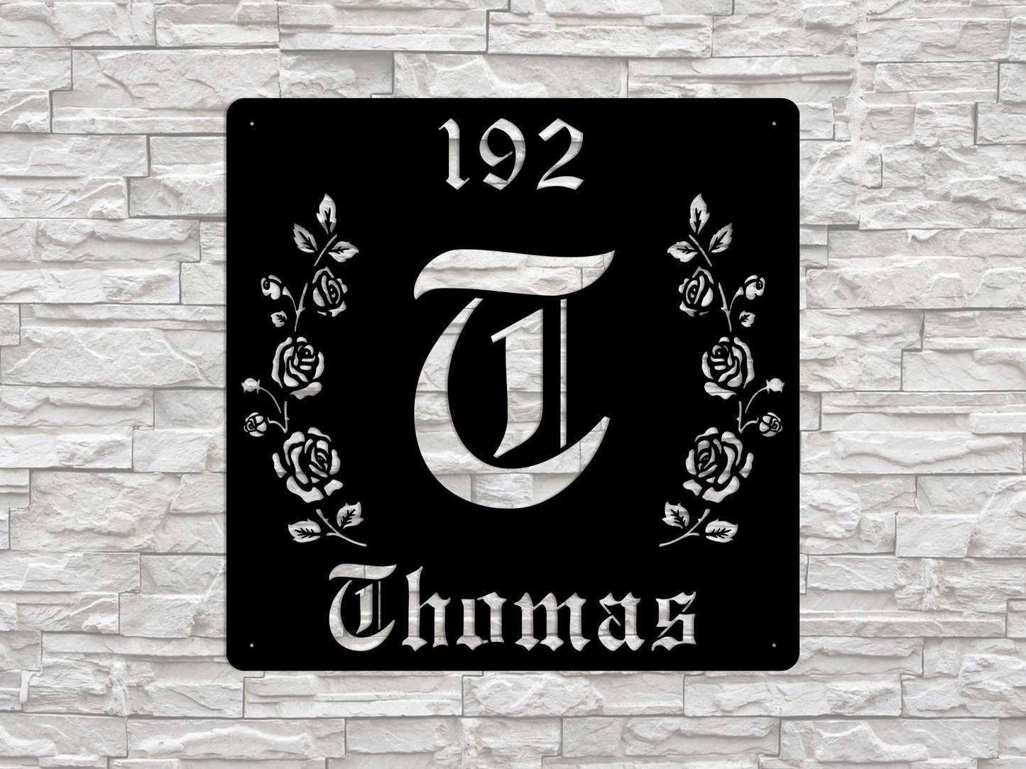 Retro-Gothic Letter T Family Name Sign