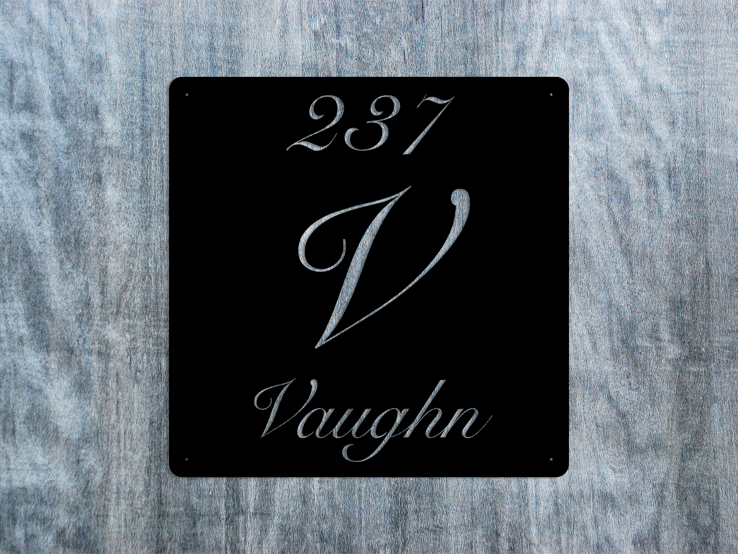 Elegant Letter V Family Name Sign