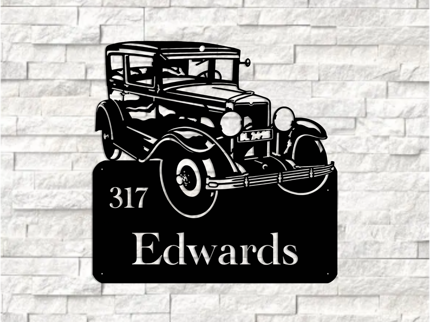 Vintage Car Family Name Sign