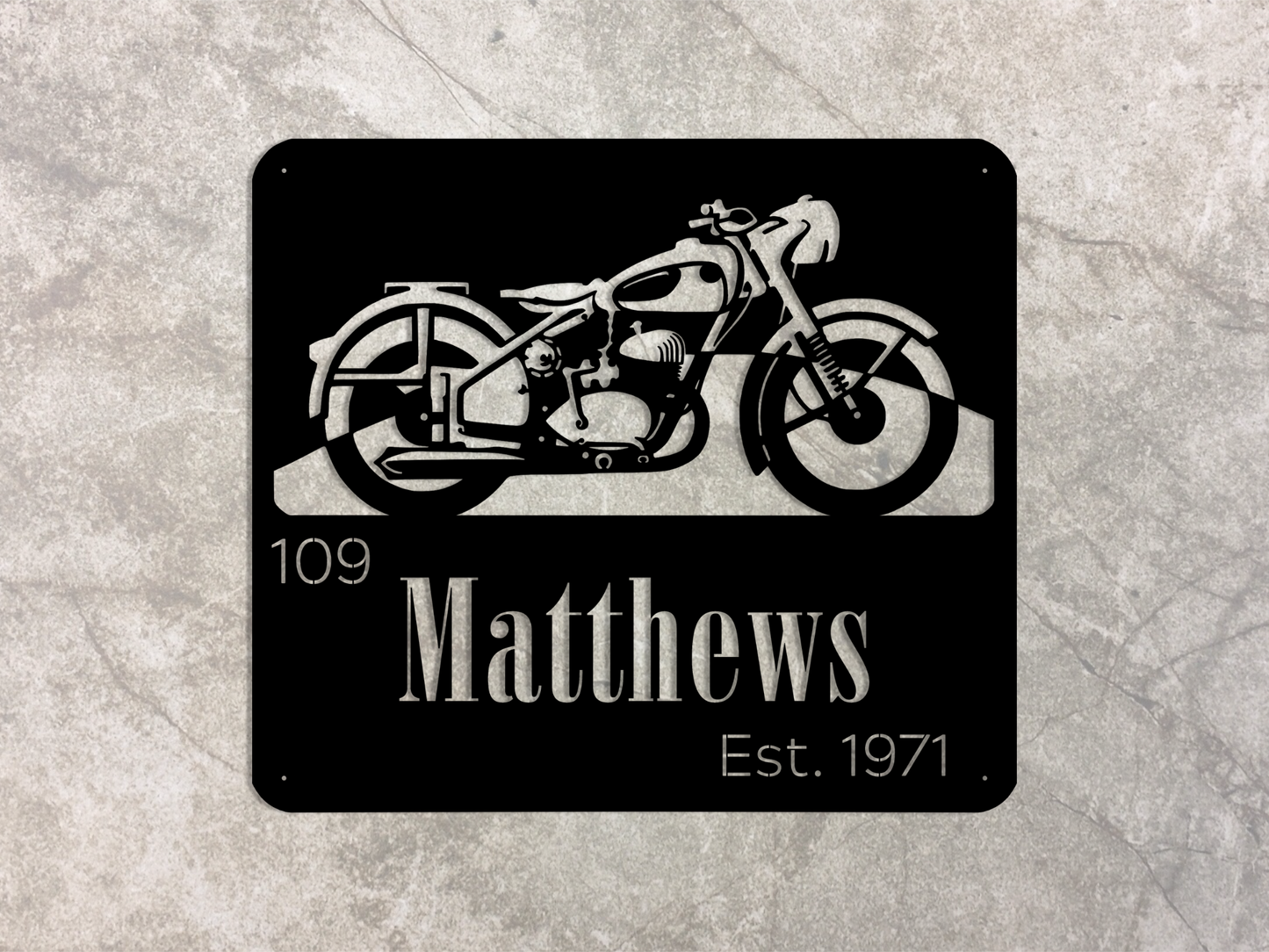 Vintage Motorcycle Family Name Sign