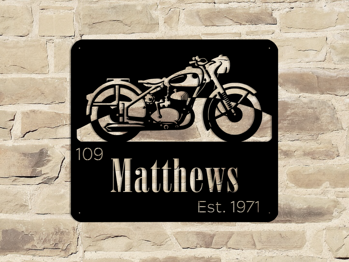 Vintage Motorcycle Family Name Sign