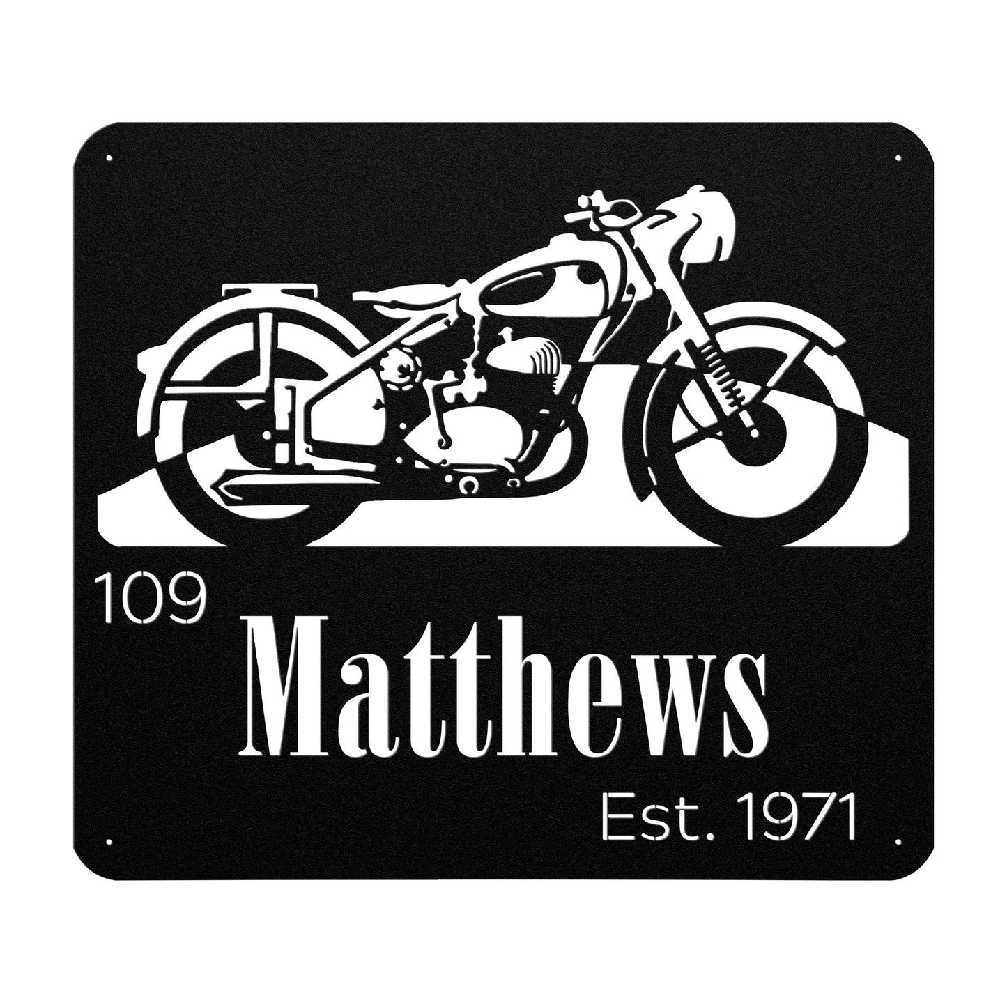 Vintage Motorcycle Family Name Sign