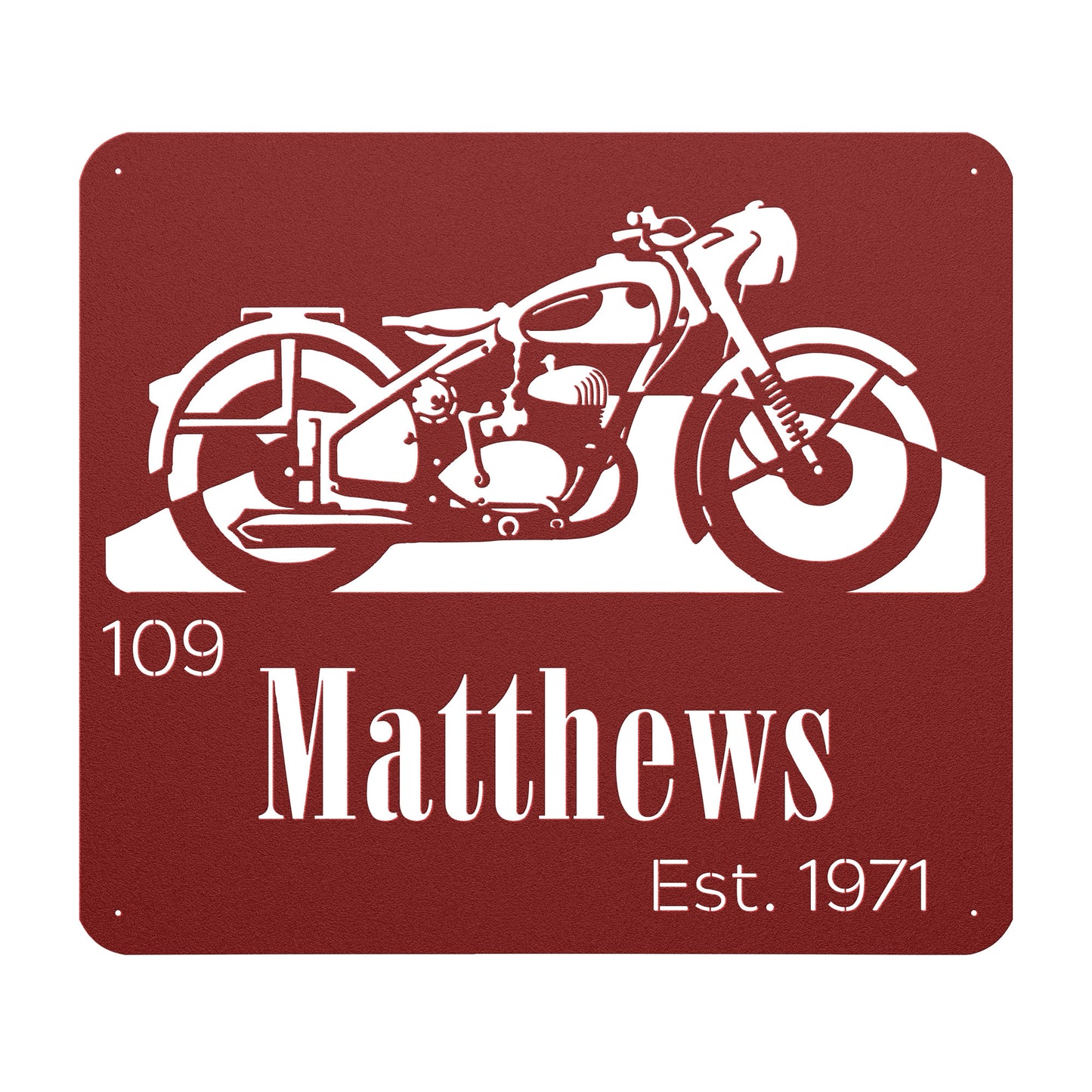 Vintage Motorcycle Family Name Sign