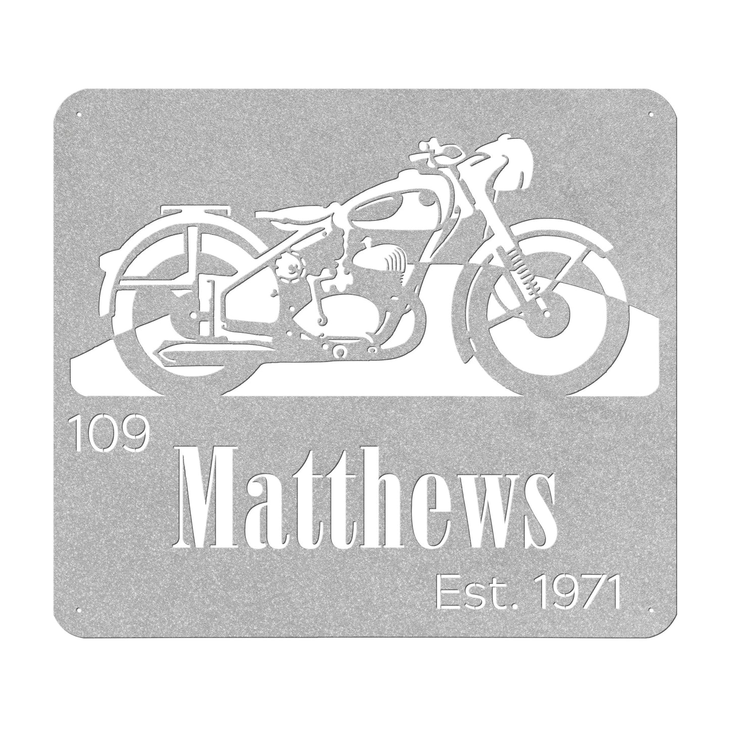 Vintage Motorcycle Family Name Sign