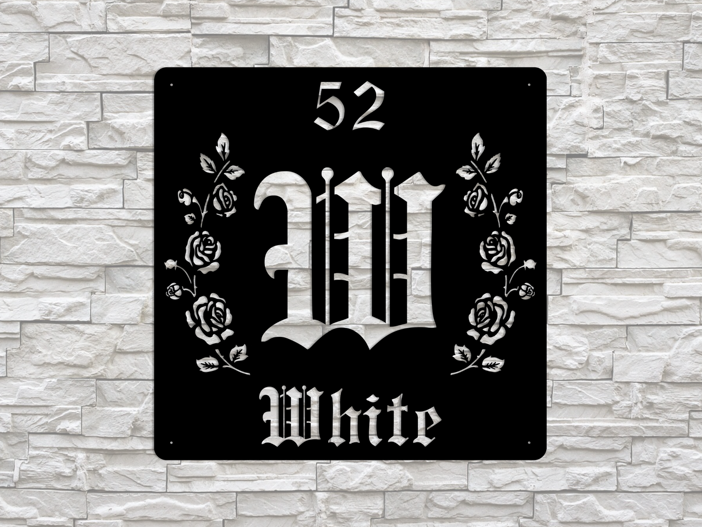 Retro-Gothic Letter W Family Name Sign